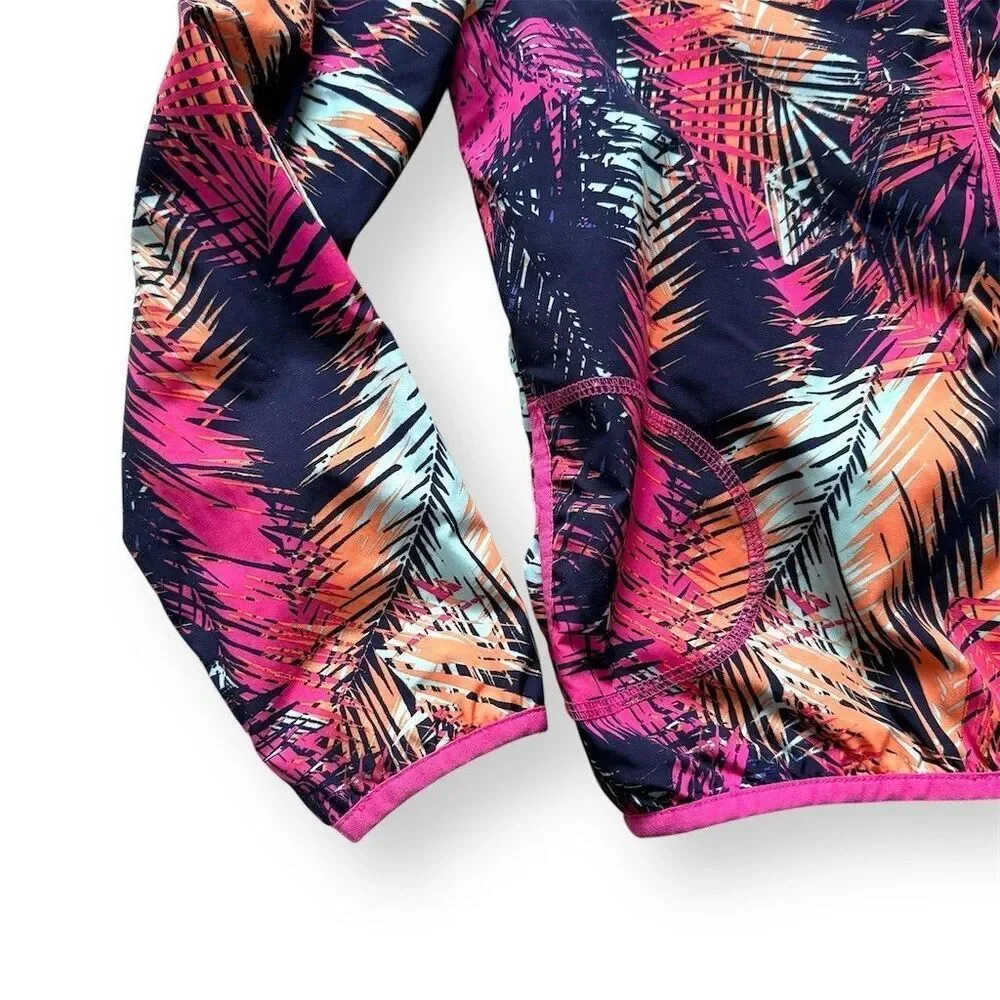 Gymboree Spring Jacket Girls Size L (10-12) Hooded Full Zip Tropical Palm Print